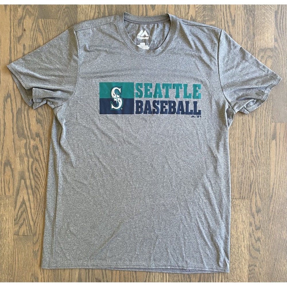 Seattle Mariners Baseball Majestic Drift T-Shirt Men Size Large Gray